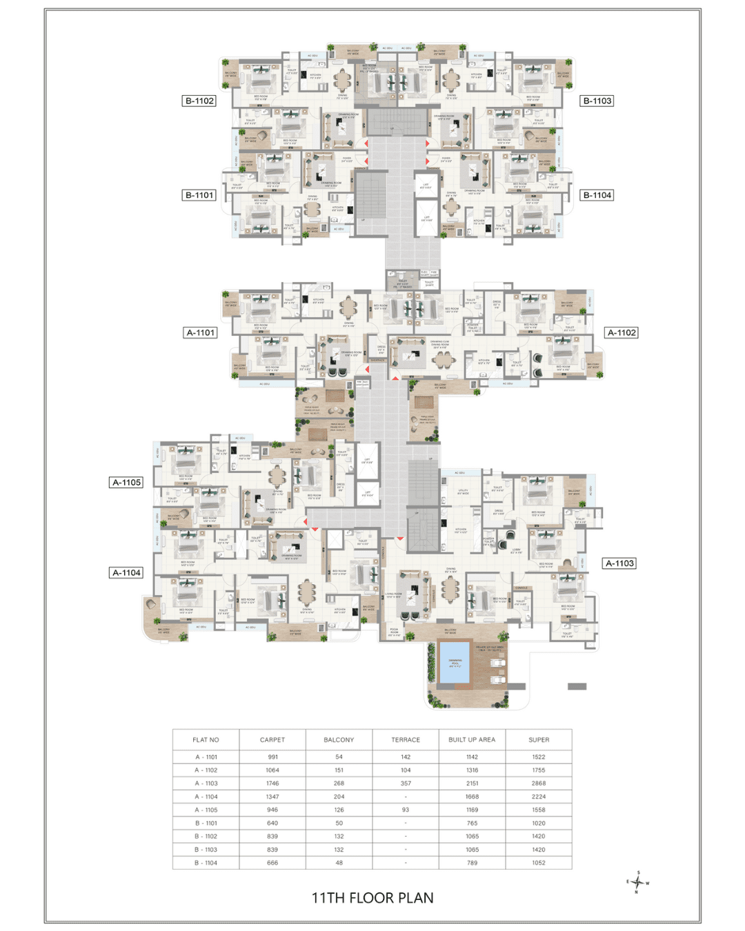 Achyut SkyHigh 11TH FLOOR Plan