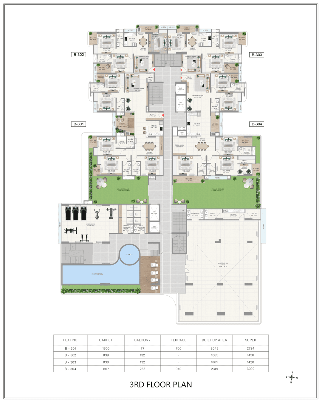 Achyut SkyHigh 3RD FLOOR Plan