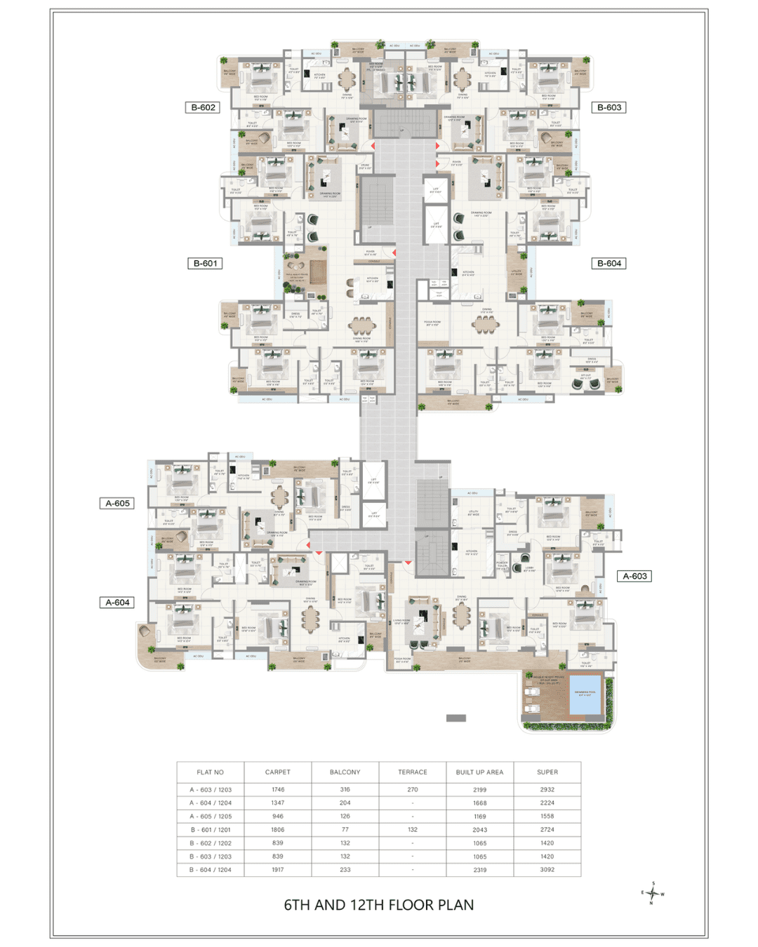 Achyut SkyHigh 6TH & 12TH FLOOR Plan