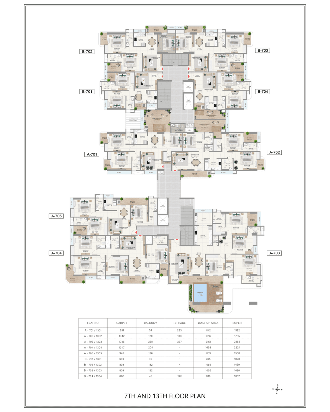 Achyut SkyHigh 7TH & 13TH FLOOR Plan