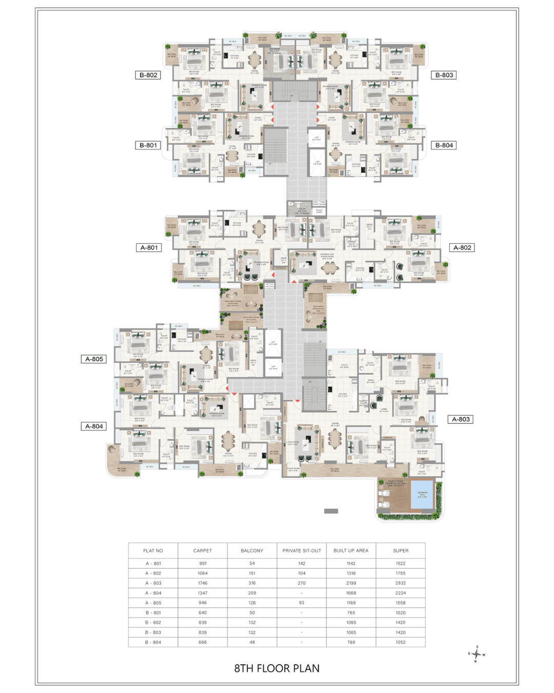 Achyut SkyHigh 8TH FLOOR Plan