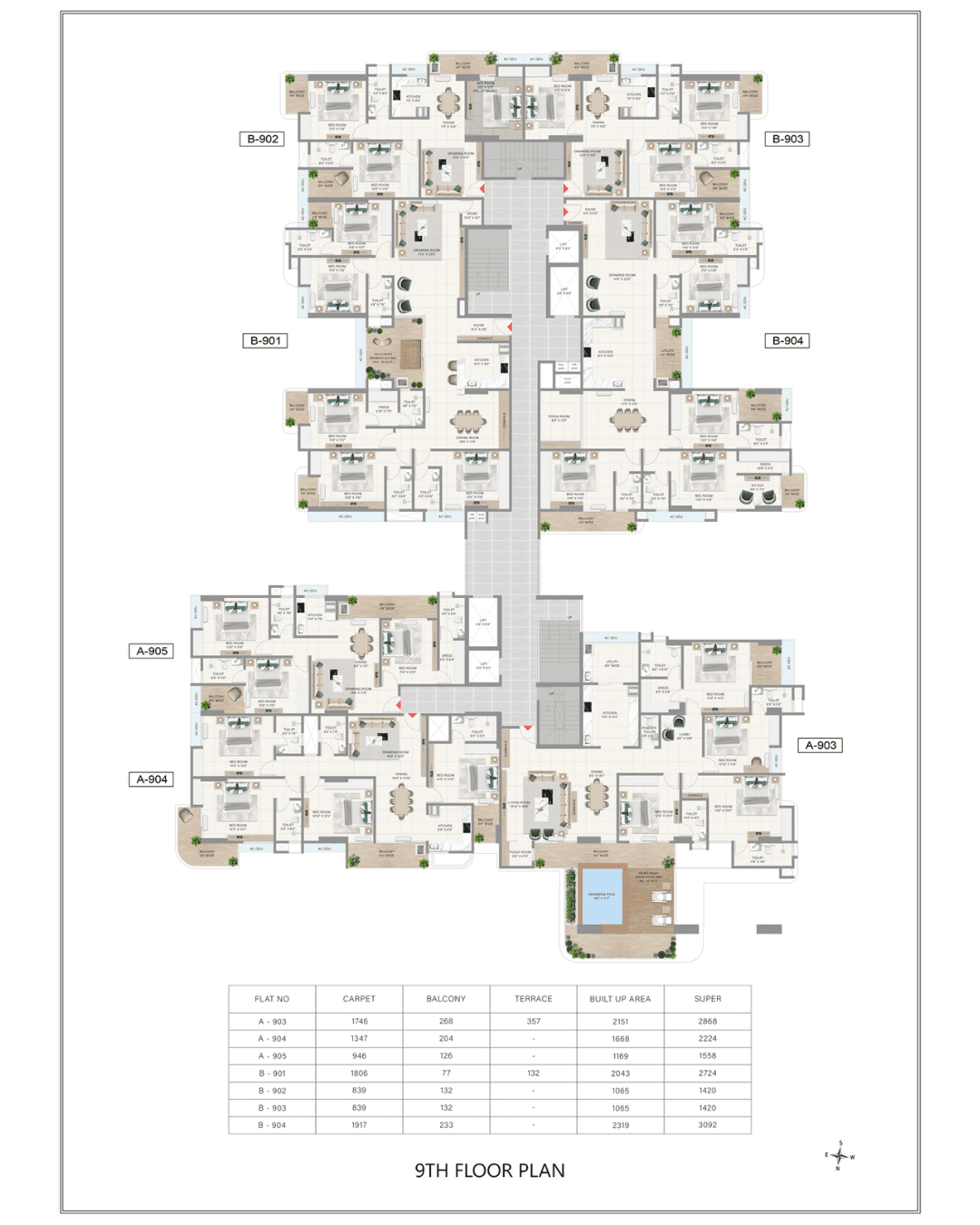 Achyut SkyHigh 9TH FLOOR Plan